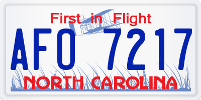 NC license plate AFO7217