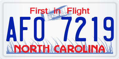 NC license plate AFO7219