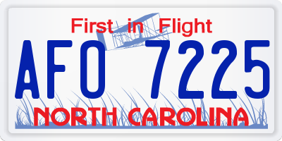 NC license plate AFO7225