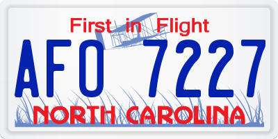 NC license plate AFO7227