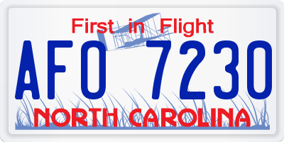 NC license plate AFO7230