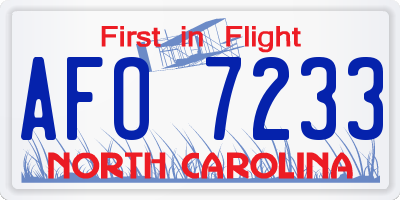 NC license plate AFO7233