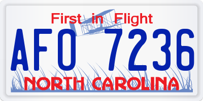 NC license plate AFO7236