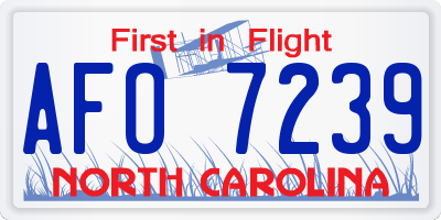 NC license plate AFO7239