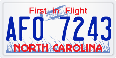 NC license plate AFO7243