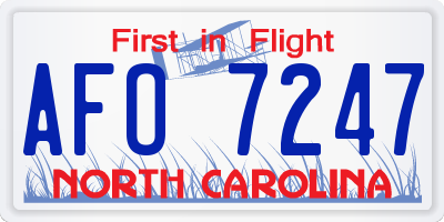 NC license plate AFO7247