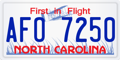 NC license plate AFO7250