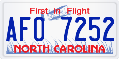 NC license plate AFO7252