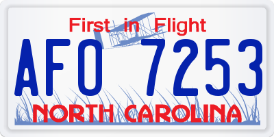 NC license plate AFO7253
