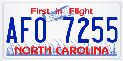 NC license plate AFO7255