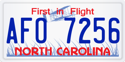 NC license plate AFO7256