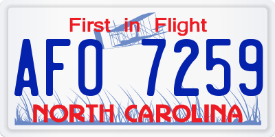 NC license plate AFO7259