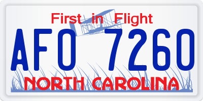 NC license plate AFO7260