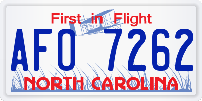 NC license plate AFO7262