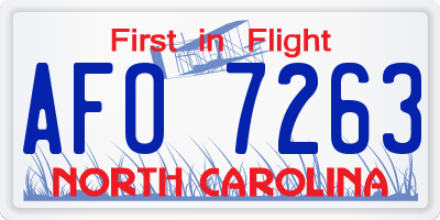 NC license plate AFO7263