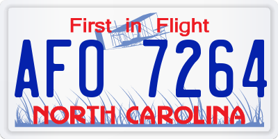 NC license plate AFO7264