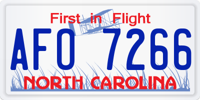 NC license plate AFO7266