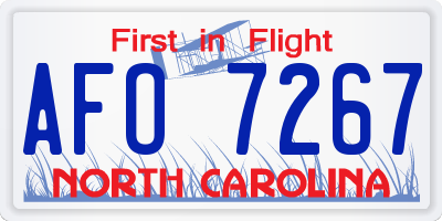 NC license plate AFO7267