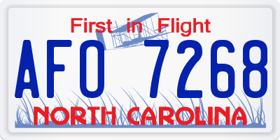 NC license plate AFO7268