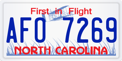 NC license plate AFO7269