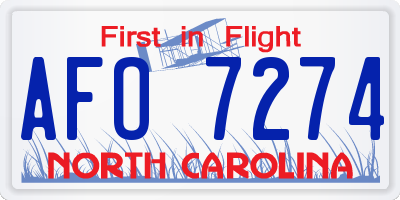 NC license plate AFO7274