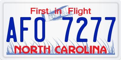 NC license plate AFO7277