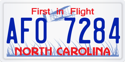NC license plate AFO7284