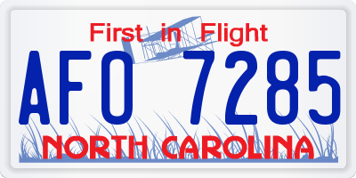 NC license plate AFO7285