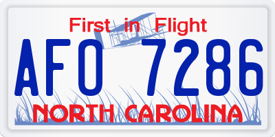 NC license plate AFO7286