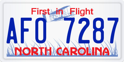 NC license plate AFO7287
