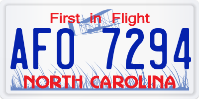 NC license plate AFO7294