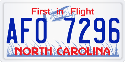 NC license plate AFO7296