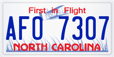 NC license plate AFO7307