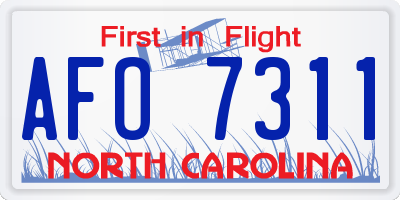 NC license plate AFO7311