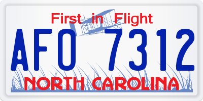 NC license plate AFO7312