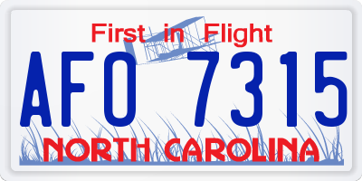 NC license plate AFO7315