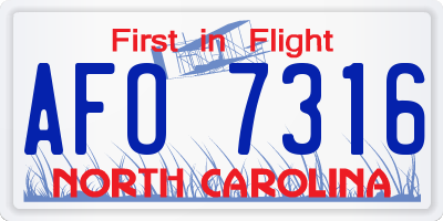 NC license plate AFO7316