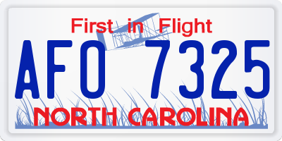 NC license plate AFO7325