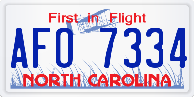 NC license plate AFO7334