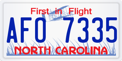 NC license plate AFO7335