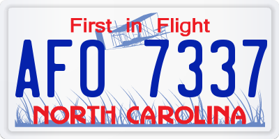 NC license plate AFO7337