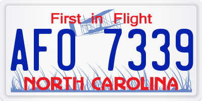 NC license plate AFO7339