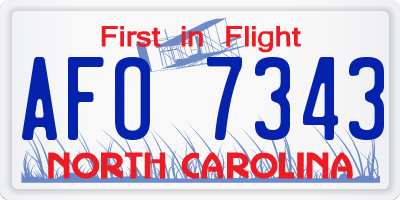 NC license plate AFO7343