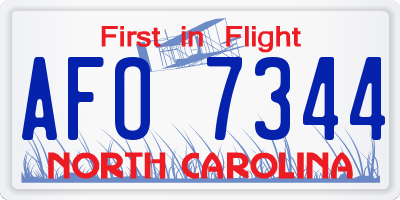 NC license plate AFO7344