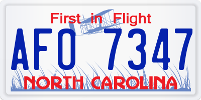 NC license plate AFO7347