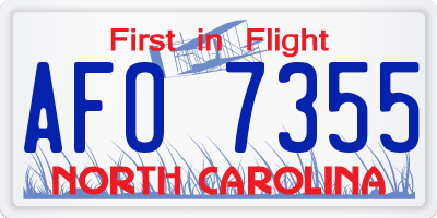 NC license plate AFO7355