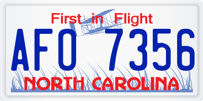 NC license plate AFO7356