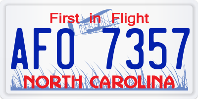 NC license plate AFO7357