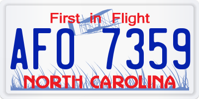NC license plate AFO7359