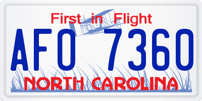 NC license plate AFO7360